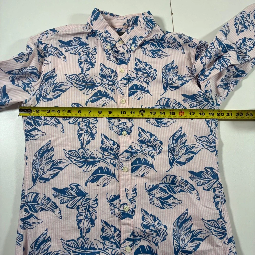 Bonobos Button Down Shirt Medium‎ Slim Pink Blue Tropical Floral All Over AOP